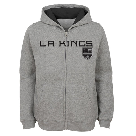Outerstuff Los Angeles Kings NHL Boys Youth (8-20) Stated Full Zip Hoodie, Grey