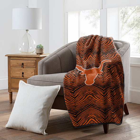 Zubaz by Northwest NCAA Zubified Raschel Throw Blanket, Texas Longhorns