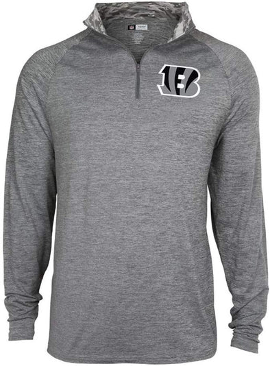 Zubaz NFL Football Men's Cincinnati Bengals Tonal Gray Quarter Zip Sweatshirt