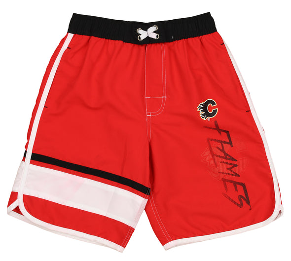 Outerstuff NHL Youth (8-20) Calgary Flames Swim Shorts, Red