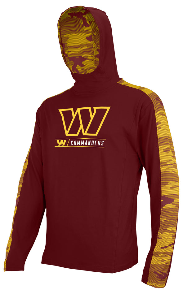 Zubaz NFL Men's Washington Commanders Team Color Block 1/4 Camo Lines Zip Hoodie