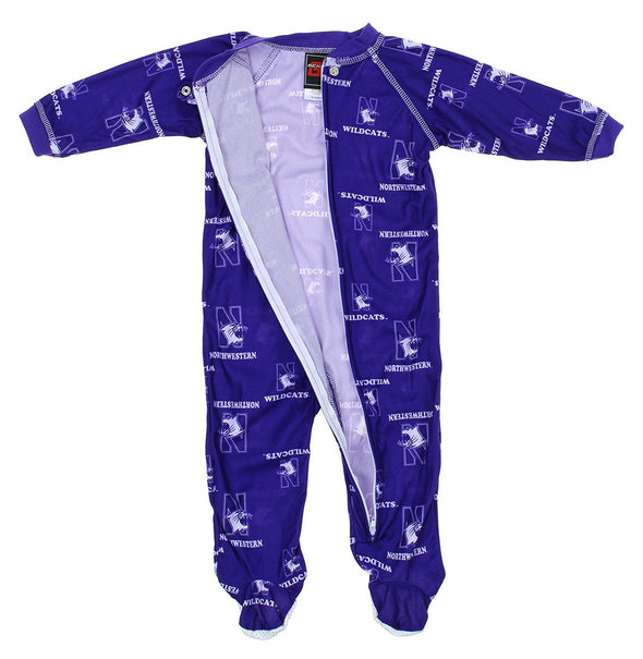 NCAA Little Boys Northwestern Wildcats Infant/Toddlers Raglan Zip-up Coverall Sleeper