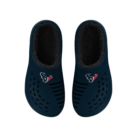 FOCO NFL Men's Houston Texans Sherpa Lined Big Logo Clogs