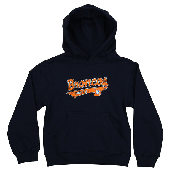 Reebok NFL Football Denver Broncos Little Girls Youth Fleece Hoodie Sweatshirt, Navy