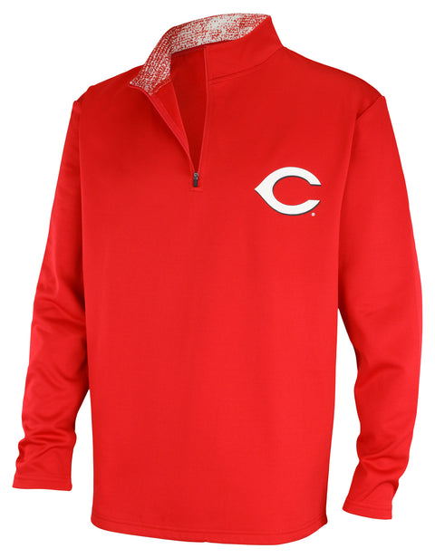 Zubaz MLB Baseball Men's Cincinatti Reds Static Collar 1/4 Zip Fleece Pullover