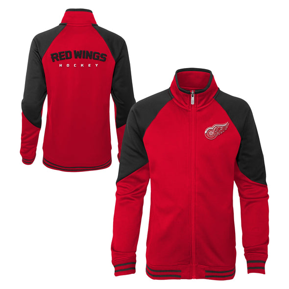 Outerstuff Detroit Red Wings NHL Girls' Youth (7-16) Full Zip Face Off Jacket, Red