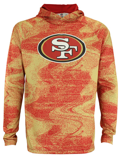 Zubaz NFL San Francisco 49ers Men's Static Body Lightweight French Terry Hoodie