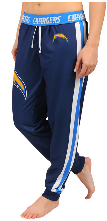KLEW NFL Women's San Diego Chargers Cuffed Jogger Pants, Blue