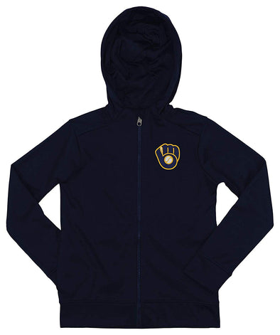 Outerstuff MLB Youth/Kids Milwaukee Brewers Performance Full Zip Hoodie