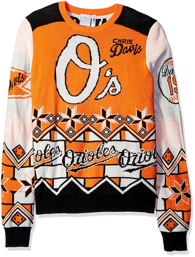 KLEW MLB Men's Baltimore Orioles Chris Davis #19 Ugly Sweater