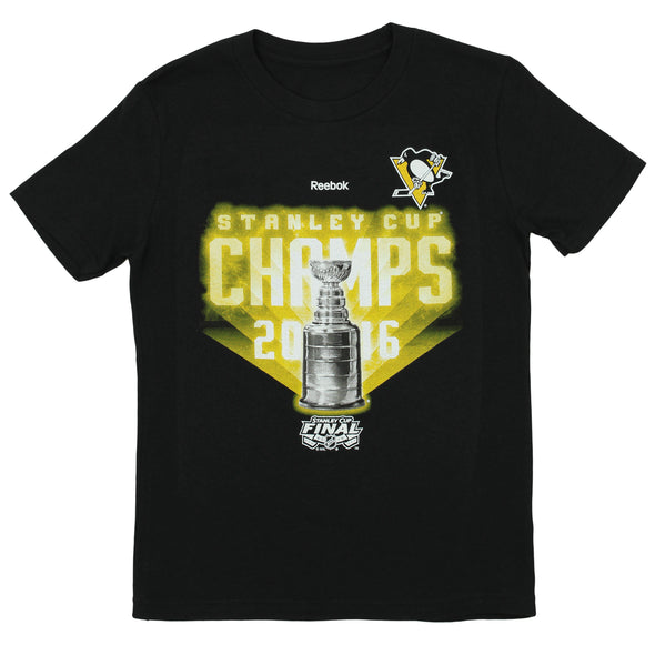 Reebok NHL Youth Boys Pittsburgh Penguins 2016 Champs Cup Radiance Tee, Black