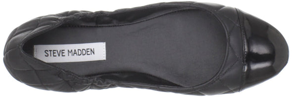 Steve Madden Women's Tipy Ballerina Flats Shoes, Black Leather