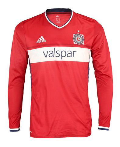 Adidas MLS Soccer Men's Chicago Fire Long Sleeve Authentic Jersey