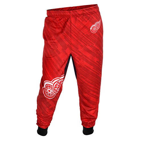 KLEW NHL Men's Detroit Red Wings Cuffed Jogger Pants, Red