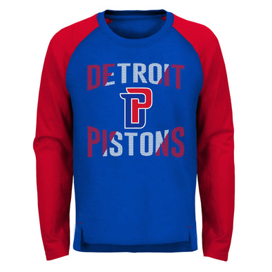 Outerstuff NBA Youth Boys Detroit Pistons Long Sleeve Raglan Fashion Tee