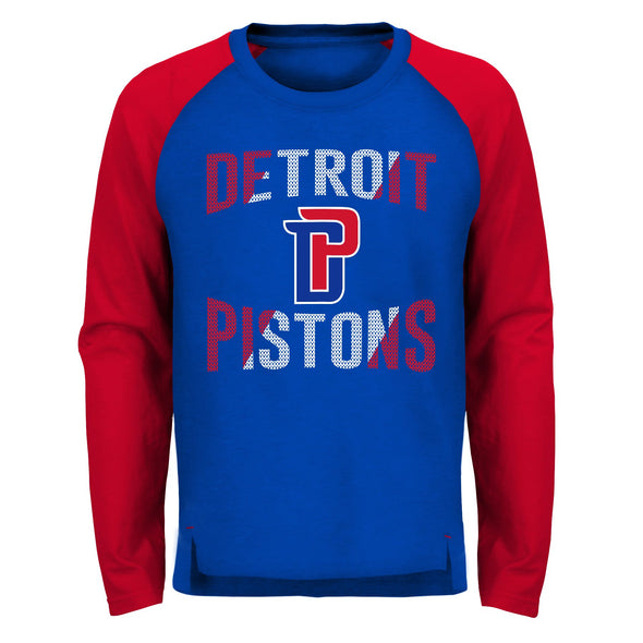 Outerstuff NBA Youth Boys Detroit Pistons Long Sleeve Raglan Fashion Tee