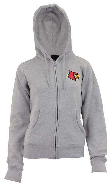 Outerstuff NCAA Women's Fleece Louisville Cardinals Logo Hoodie, Gray