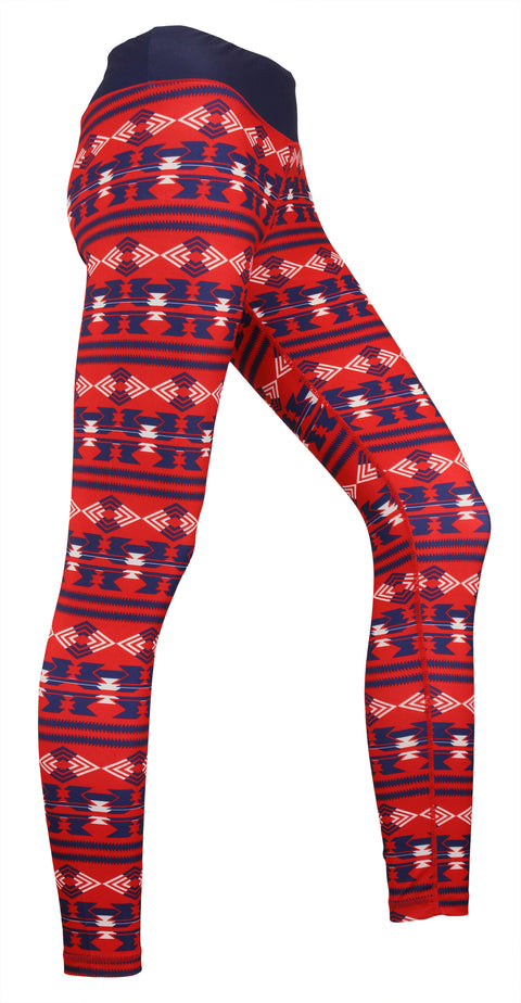 KLEW NHL Women's Washington Capitals Aztec Print Leggings