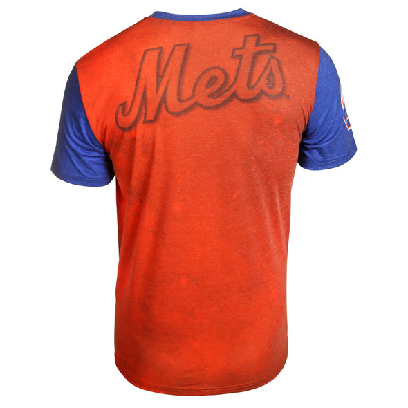 KLEW MLB Men's New York Mets Big Graphics Pocket Logo Tee T-shirt, Orange