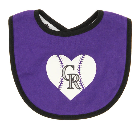 Outerstuff MLB Infant Colorado Rockies Play With Heart Creeper, Bib & Bootie Set
