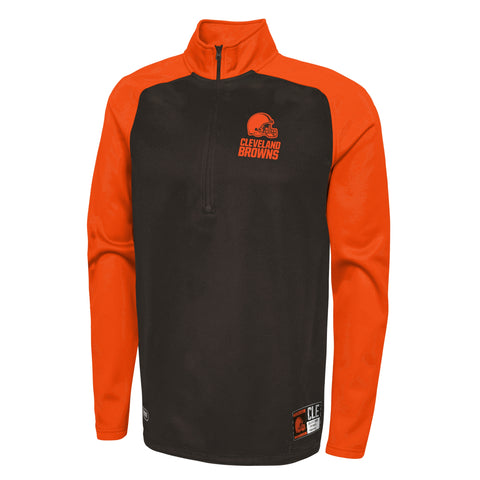 Outerstuff NFL Men's Cleveland Browns O-Line Performance 1/4 Zip Fleece Top
