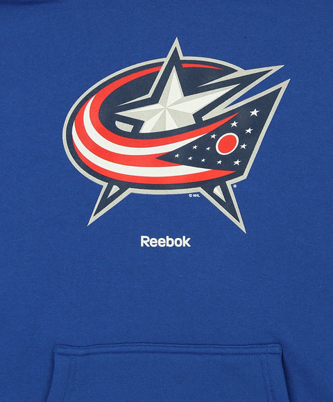 Reebok NHL Men's Columbus Blue Jackets Logo Crest Basic Pullover Fleece Hoodie