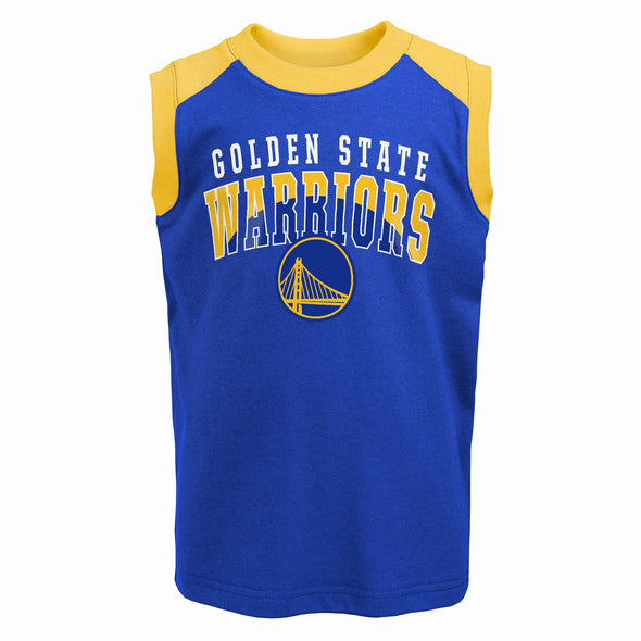 Outerstuff Golden State Warriors NBA Boys Toddler Training Camp Tank & Short Set, Blue