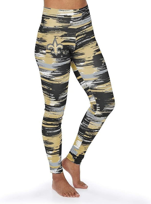 Zubaz NFL Women's New Orleans Saints Brushed Paint Team Color Leggings