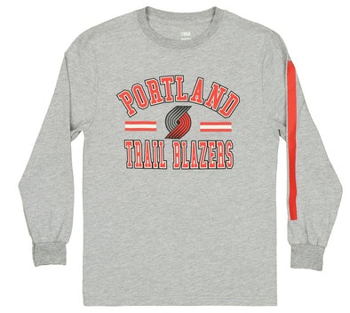 Outerstuff NBA Youth Boys Portland Trail Blazers Grey Long Sleeve Tee