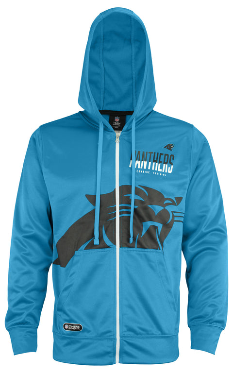 Outerstuff NFL Men's Carolina Panthers Drill Performance Full Zip Hoodie