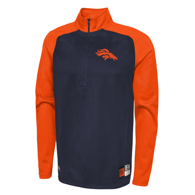 Outerstuff NFL Men's  Denver Broncos Performance 1/4 Zip Pullover Fleece Top, O-Line Size L