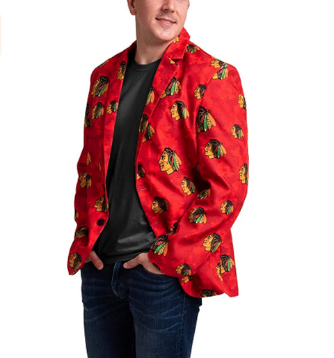 FOCO NHL Men's Chicago Blackhawks 2019 Repeat Logo Digital Camo Business Jacket