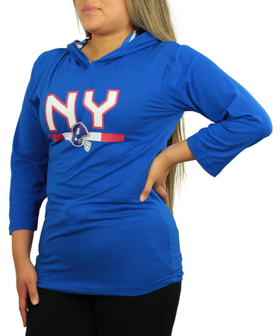 Zubaz NFL Women's New York Giants Solid Team Color Lightweight Pullover