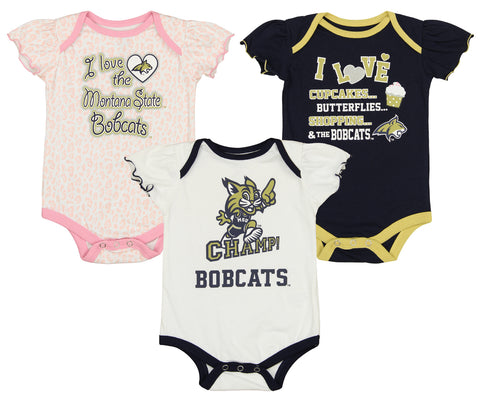 Outerstuff NCAA Infant Girls Montana State Bobcats Three Piece Creeper Set