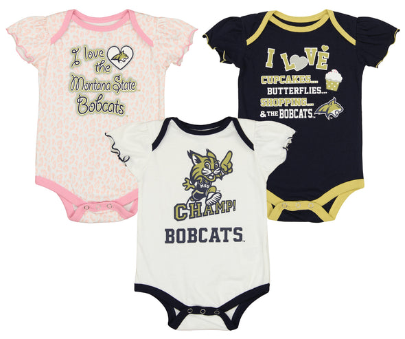 Outerstuff NCAA Infant Girls Montana State Bobcats Three Piece Creeper Set