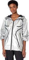 Adidas Women's Stella McCartney TruePace Metalic Running Jacket, Silver Metallic/Black