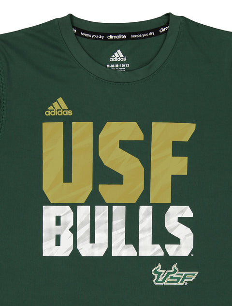 Adidas NCAA Youth Boys South Florida Bulls Climalite Team Graphics Tee, Green