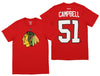 Reebok NHL Men's Chicago Blackhawks Brian Campbell #51 Player Tee, Red
