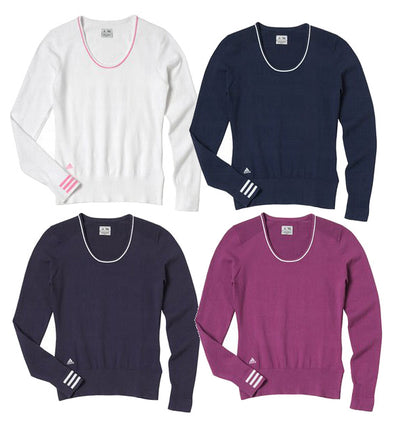 Adidas Taylormade Women's Performance 3 Stripe Scoop Neck Sweater, Color Options