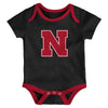 Outerstuff Nebraska Cornhuskers NCAA Infant Champs 3-Piece Creeper Set, Scarlet/Black/Grey