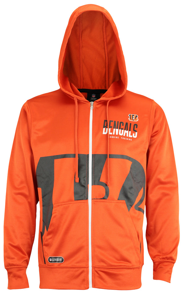 Outerstuff NFL Men's Cincinnati Bengals Drill Performance Full Zip Hoodie