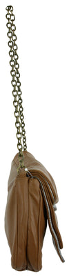 Danielle Nicole "Lindsay" Clutch Shoulder Bag Chain Layered Purse - Brown/Silver