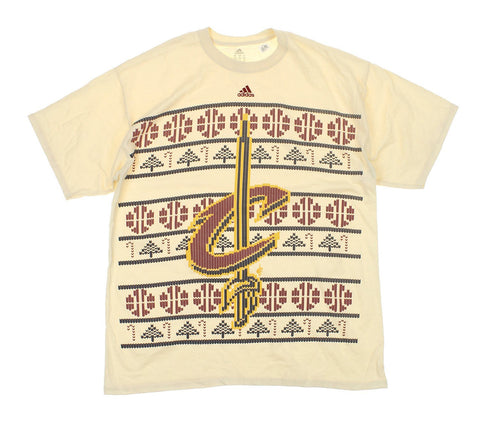 Adidas NBA Men's Cleveland Cavaliers Natural Printed Short Sleeve T-Shirt