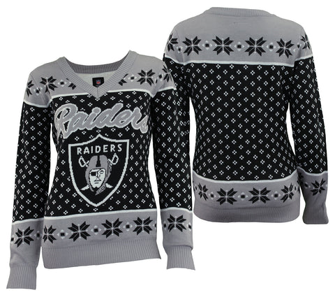 FOCO NFL Women's Oakland Raiders 2016 Big Logo V-Neck Sweater