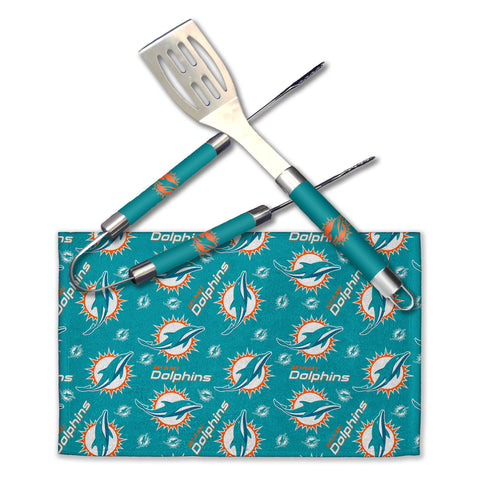 Northwest NFL Miami Dolphins Scatter Print 3 Piece BBQ Grill Set