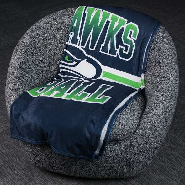 FOCO NFL Seattle Seahawks Stripe Micro Raschel Plush Throw Blanket, 45 x 60