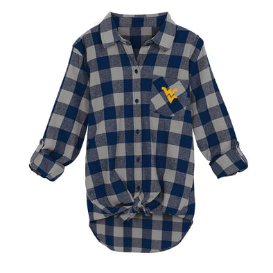 Outerstuff NCAA Juniors West Virginia Mountaineers Spirit Week Front Knot Plaid Shirt
