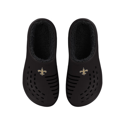 FOCO NFL Men's New Orleans Saints Sherpa Lined Big Logo Clogs