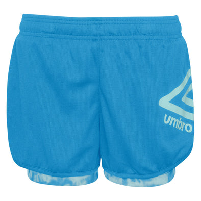 Umbro Girls' Youth (4-16) 2 in 1 Mesh Knit Soccer Shorts, Malibu Blue