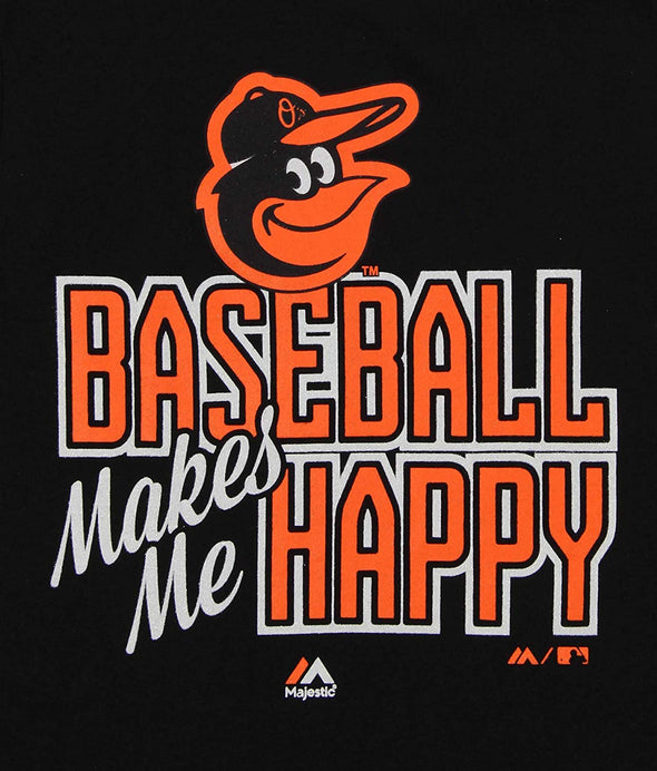 Outerstuff MLB Little Girl's Baltimore Orioles Baseball Makes Me Happy Tee